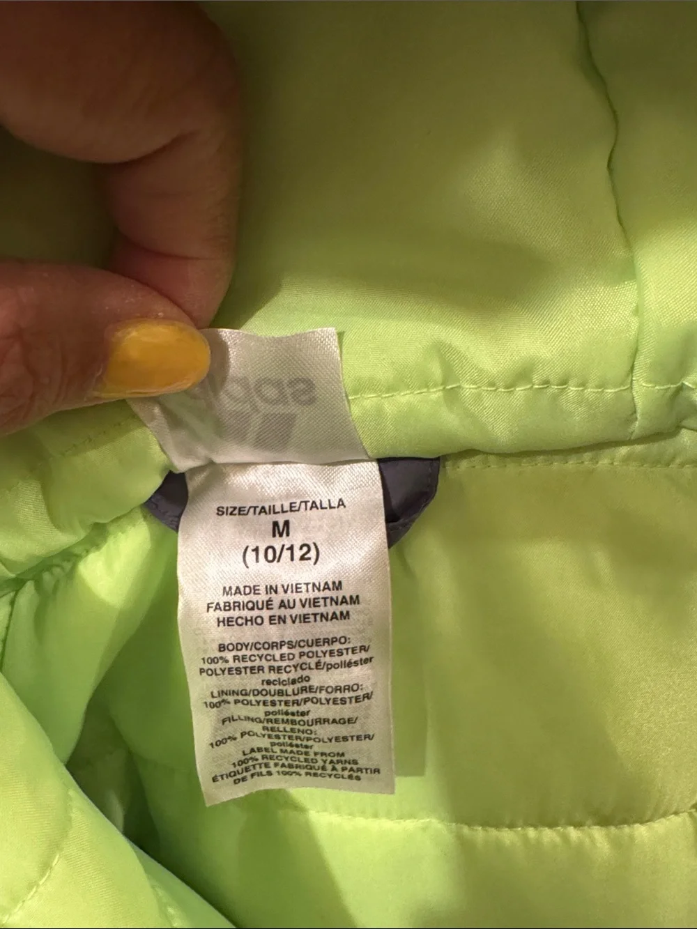 Adidas Grey, Neon Green & Black Puffer Jacket
